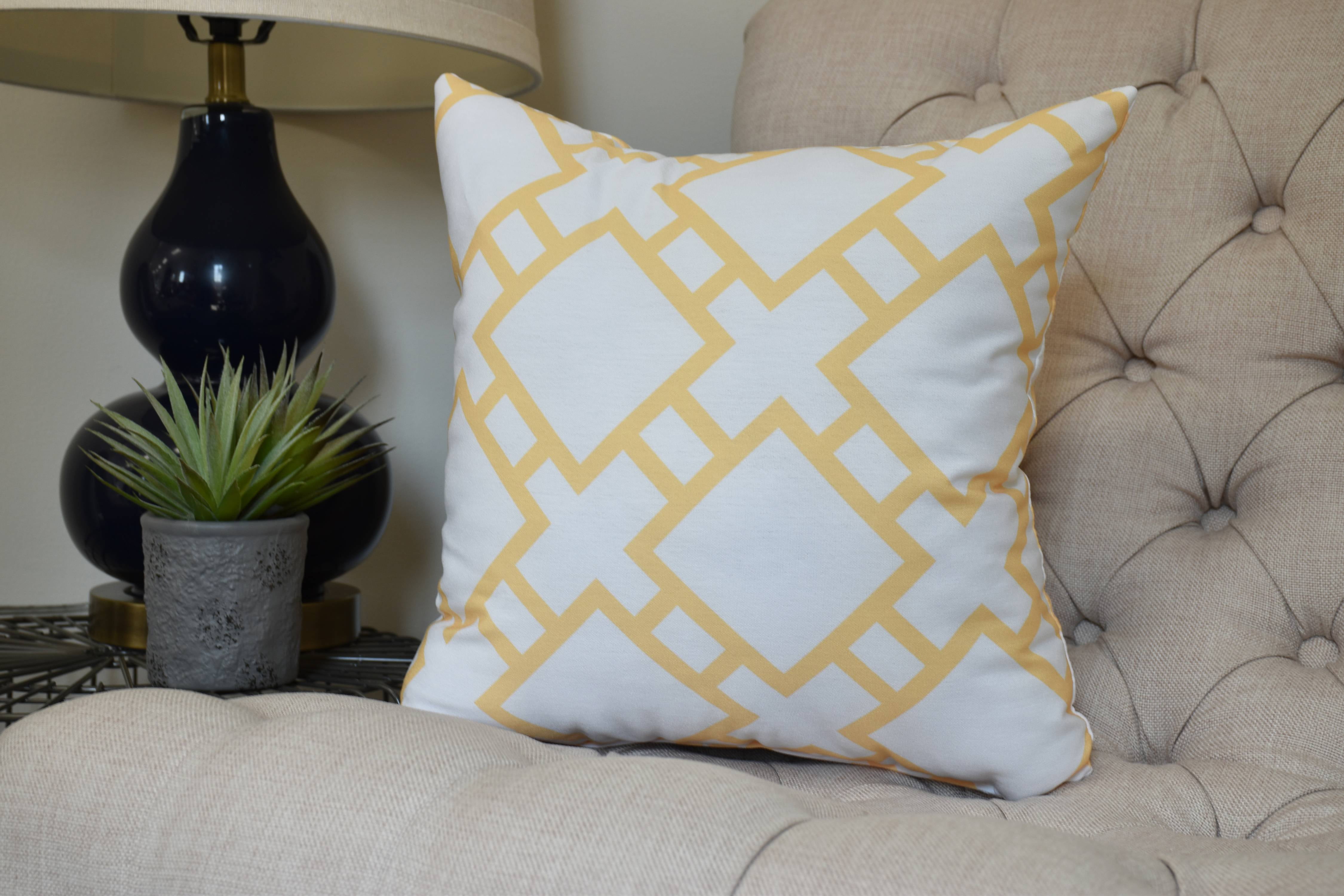 16 x 16 inch, Square in St. Louis Geometric Print Pillow, Yellow