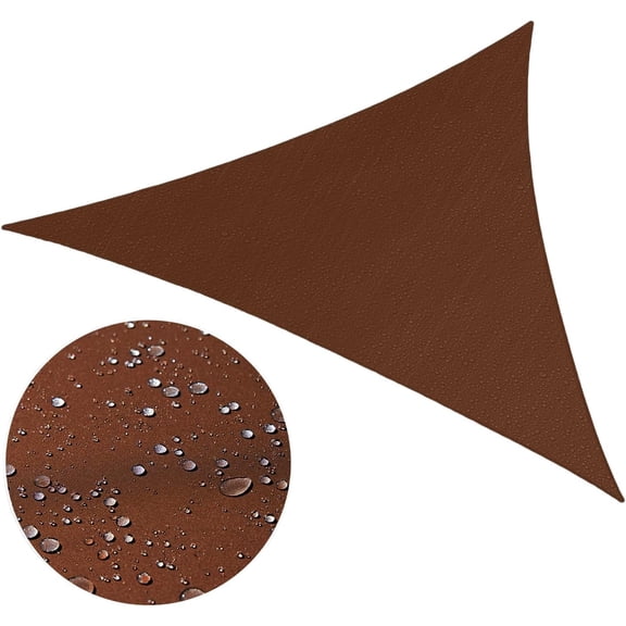 16' x 16' x 16' Brwon Triangle Waterproof Sun Shade Sail 95% UV Resistant Canopy Awning Shelter Sunshade for Backyard Patio Deck Balcony Pergola Garden