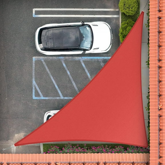 16' x 16' x 22.6' Red Right Triangle Sun Shade Sail Canopy Outdoor Patio Fabric Screen Awning RTAPRT32 - UPF50 95% UV Blockage, Heavy Duty, Water & Air Permeable (We Make Custom Size)