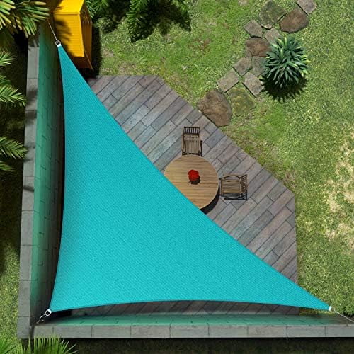 16' x 16' x 22.6' Turquoise Right Triangle Sun Shade Sail Outdoor Canopy Awning UPF50 AGTAPT28, 95% UV Blockage, Water & Air Permeable, Commercial Standard Heavy Duty (We Make Custom Size)