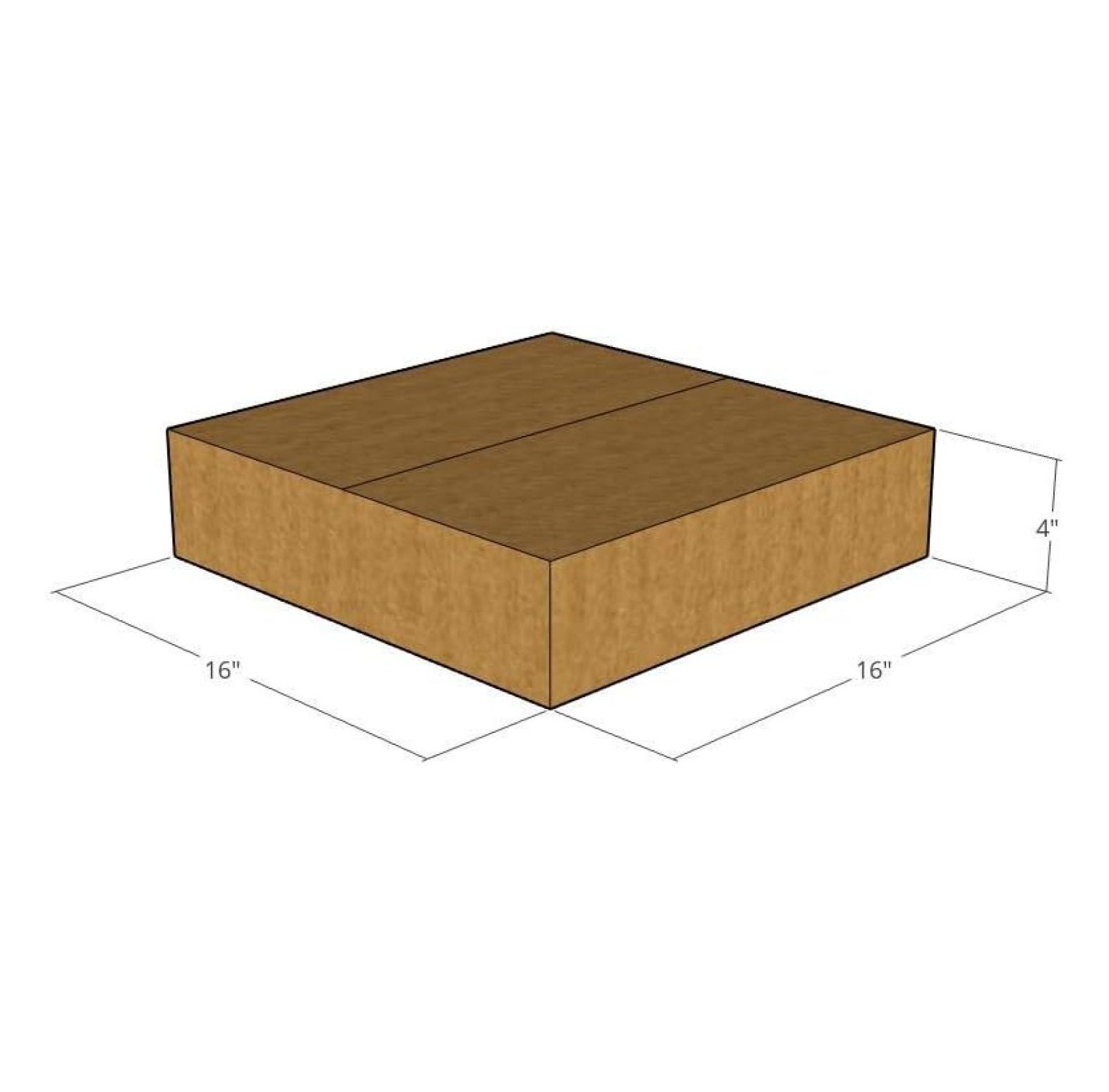 LexCorps 16x16x4 Corrugated Shipping Boxes – 32 ECT Strong – 25 Pack (Flat)