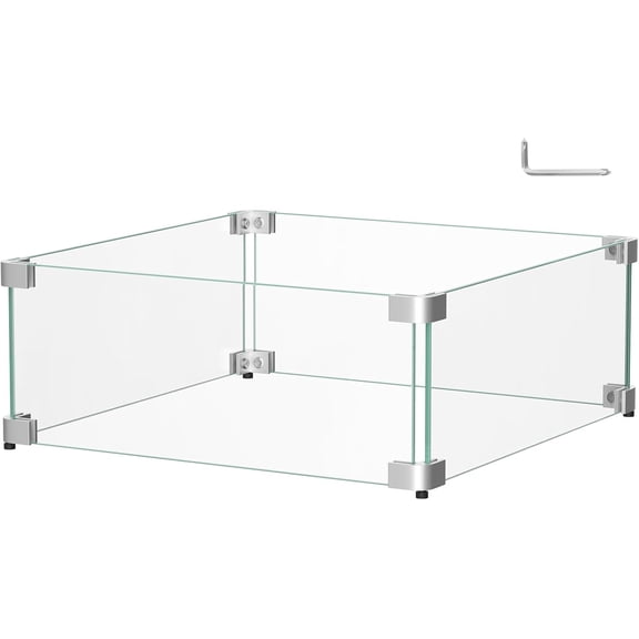 16" x 16" x 6" Glass Wind Guard for Fire Pit Table
