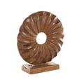 thumbnail image 1 of 16" x 17" Brown Teak Wood Handmade Dimensional Circular Sun Sculpture with Center Cutout, by DecMode, 1 of 9
