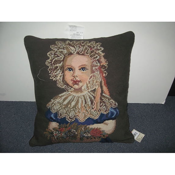 Girl Lace Needlepoint Pillow, 16" x 18"
