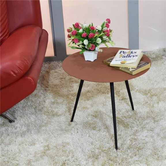16 x 18 in. Handmade Iron Round Tray Side Table, Orange