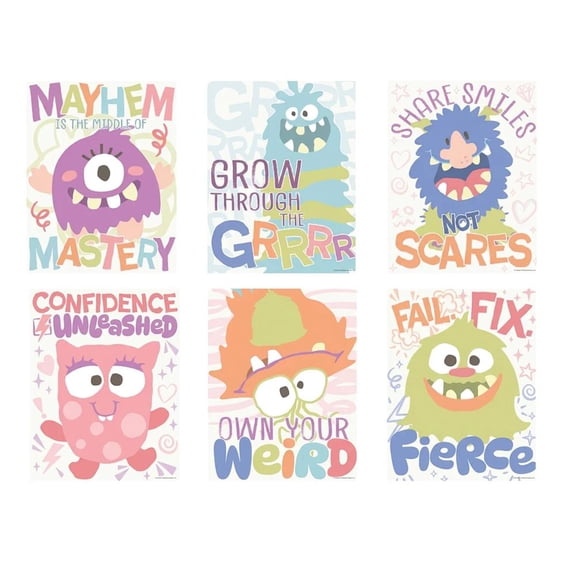 16" x 20 3/4" Monster Mayhem Classroom Cardstock Posters 6 Pc.