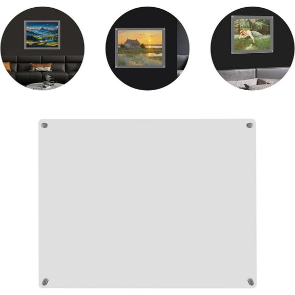 16" x 20" Acrylic Picture Frame, Clear Wall Mount Frameless Picture Frame, Double Panel Floating Certificate Photo Frame for Family,Office,Wedding