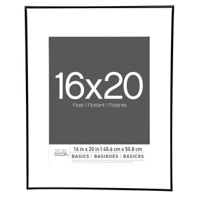 Studio Decor 16" x 20" Basics Black Multipurpose Thin Float Picture Frame - Includes Pre-attached Hanging Hardware, Horizontal or Vertical Display - 1 Pack