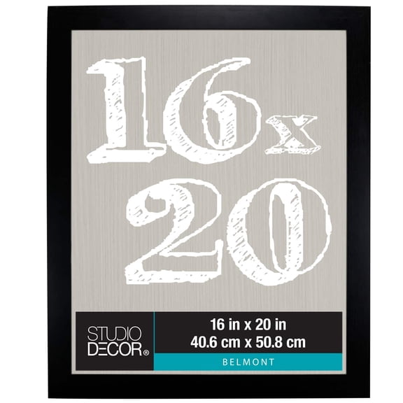 Studio Decor 16" x 20" Black Belmont Picture Frame - Includes Pre-attached Hanging Hardware, Horizontal or Vertical Display - 1 Pack