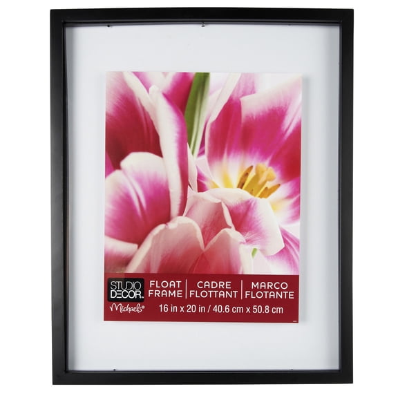 16" x 20" Black Float Picture Frame by Studio Decor - Includes Pre-attached Hanging Hardware - Horizontal or Vertical Display - 1 Pack