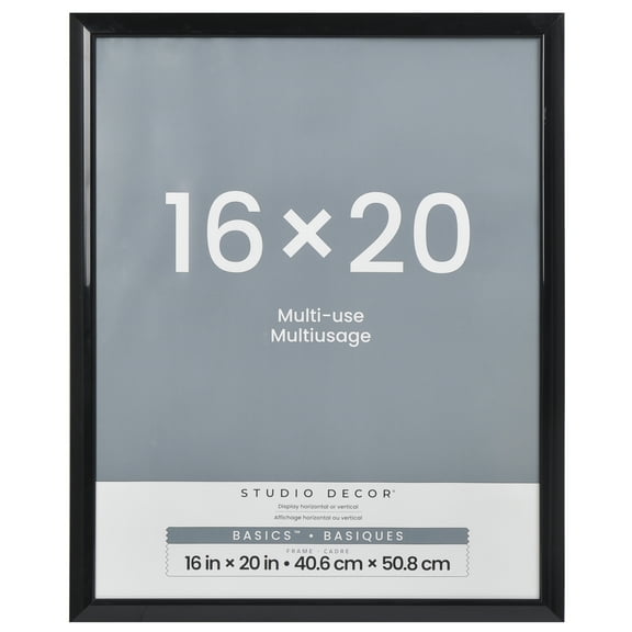 16" x 20" Black Multi-Use Picture Frame by Studio Decor - Includes Pre-attached Hanging Hardware - Horizontal or Vertical Display - 1 Pack