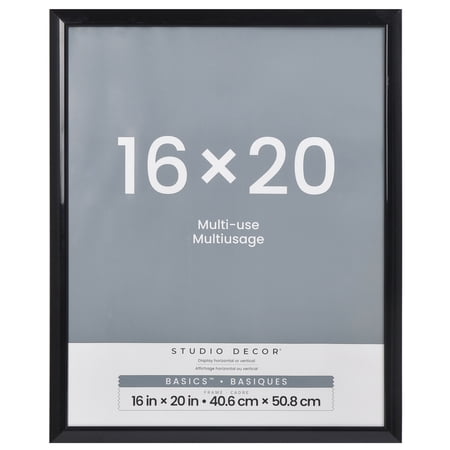 Studio Decor 16" x 20" Black Multi-Use Picture Frame - Includes Pre-attached Hanging Hardware, Horizontal or Vertical Display - 1 Pack