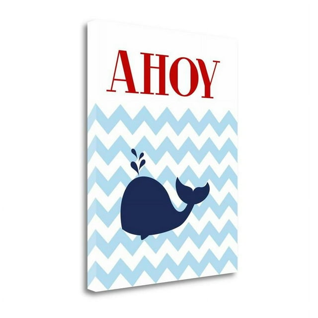 16" x 20" Chevron Whale II By Tamara Robinson Print on Canvas Fabric Multi-Color