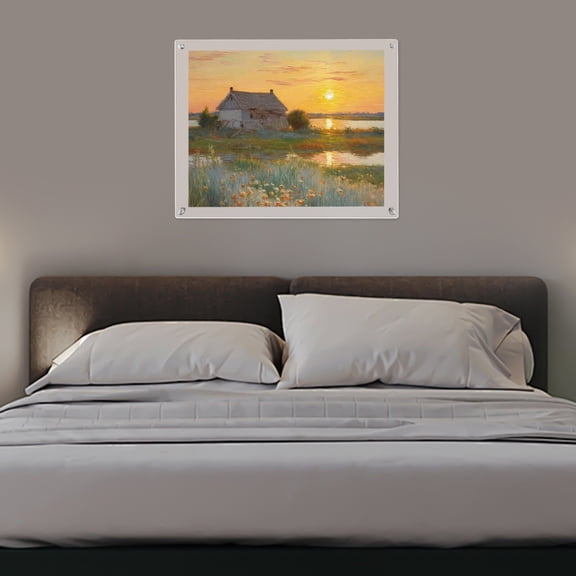 16" x 20" Clear Acrylic Picture Frame Wall Mount Floating Frameless Double Panel for Decorating Homes