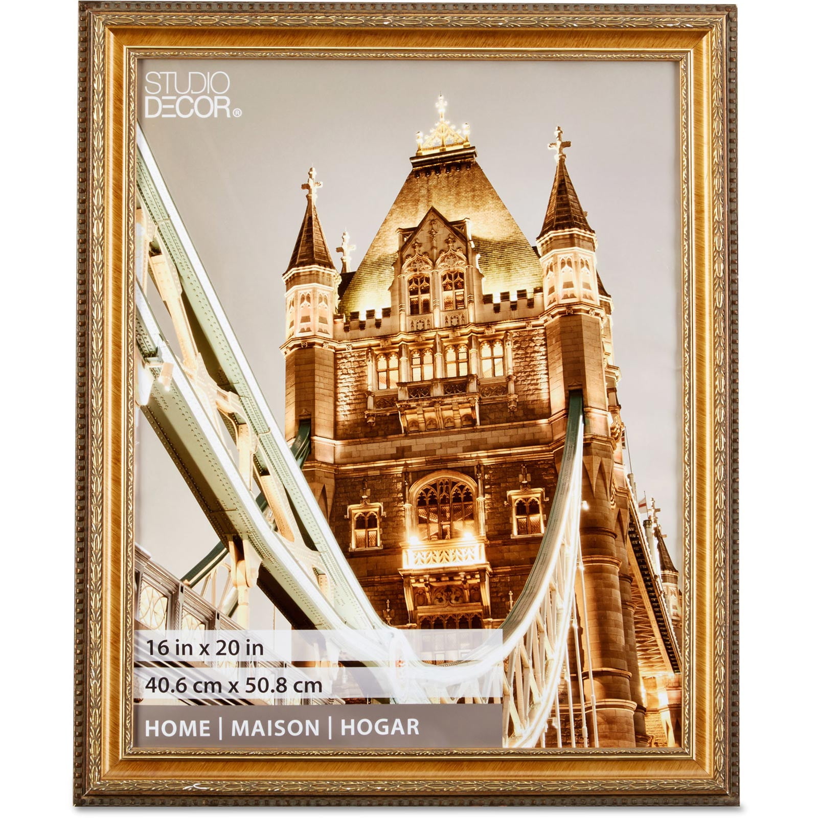 16" x 20" Gold Wood Wall Frame with Intricate Detailing