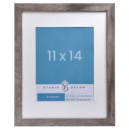 Studio Decor 16" x 20" Gray Belmont Picture Frame with Mat - Includes Pre-attached Hanging Hardware, Horizontal or Vertical Display - 1 Pack