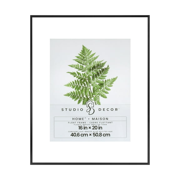 16" x 20" Home Black Metal Float Picture Frame by Studio Decor - Includes Pre-attached Hanging Hardware - Horizontal or Vertical Display - 1 Pack
