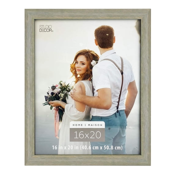 Studio Decor 16" x 20" Home Distressed Gray Barnwood Picture Frame - Includes Pre-attached Hanging Hardware, Horizontal or Vertical Display - 1 Pack