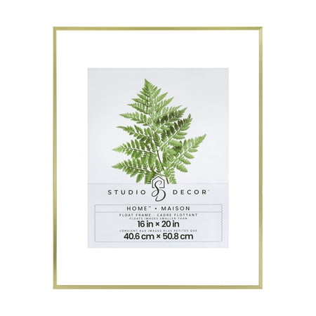 Studio Decor 16" x 20" Home Gold Metal Float Picture Frame - Includes Pre-attached Hanging Hardware, Horizontal or Vertical Display - 1 Pack