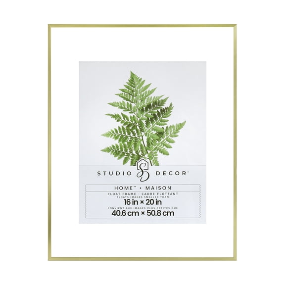 Studio Decor 16" x 20" Home Gold Metal Float Picture Frame - Includes Pre-attached Hanging Hardware, Horizontal or Vertical Display - 1 Pack