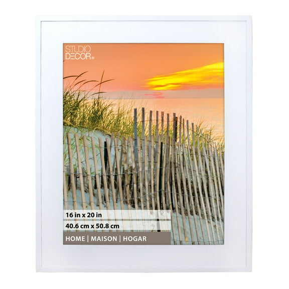 16" x 20" Home White Hampton Picture Frame by Studio Decor - Includes Pre-attached Hanging Hardware - Horizontal or Vertical Display - 1 Pack