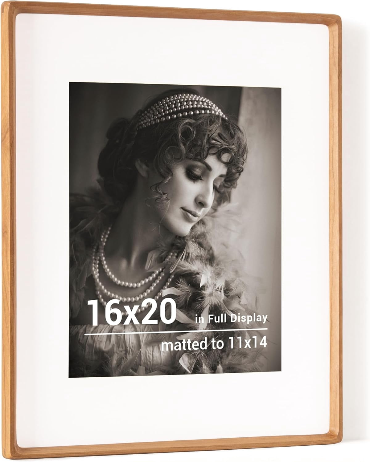 Fun Memories Solid Pine Wood Picture Frame 16x20 — Handcrafted With Tempered Glass, Matted To 11x14, Natural Finish