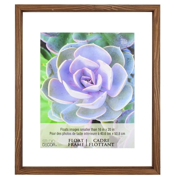 Studio Decor 16" x 20" Walnut Float Picture Frame - Includes Pre-attached Hanging Hardware, Horizontal or Vertical Display - 1 Pack
