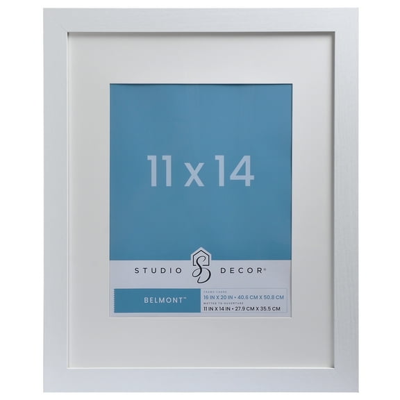 16" x 20" White Belmont Picture Frame with Mat by Studio Decor - Includes Pre-attached Hanging Hardware - Horizontal or Vertical Display - 1 Pack