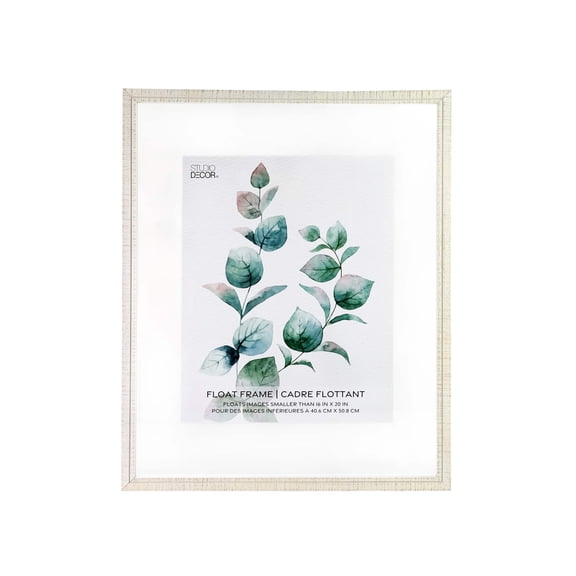 Studio Decor 16" x 20" White Wooden Float Picture Frame - Includes Pre-attached Hanging Hardware, Horizontal or Vertical Display - 1 Pack