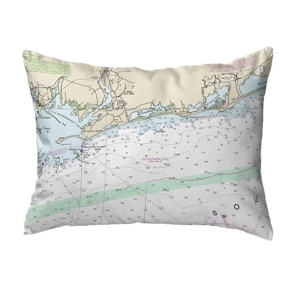 16 x 20 in. Block Island Sound, RI Nautical Map Noncorded Indoor & Outdoor Pillow