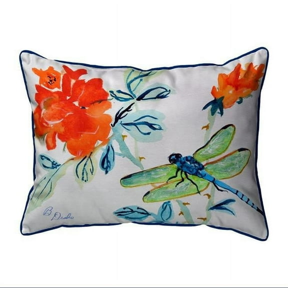 16 x 20 in. Dragonfly & Red Flower Large Indoor & Outdoor Pillow