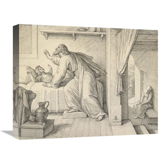 16 x 20 in. Elijah Revives the Son of the Widow of Zarephath Art Print - Julius Schnorr Von Carolsfeld