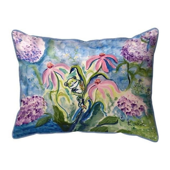 16 x 20 in. Frog & Pink Flowers Large Indoor & Outdoor Pillow