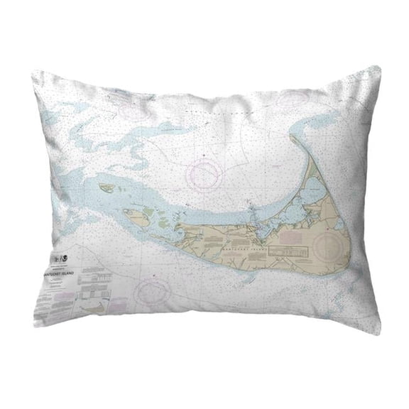 16 x 20 in. Nantucket Island, MA Nautical Map Noncorded Indoor & Outdoor Pillow