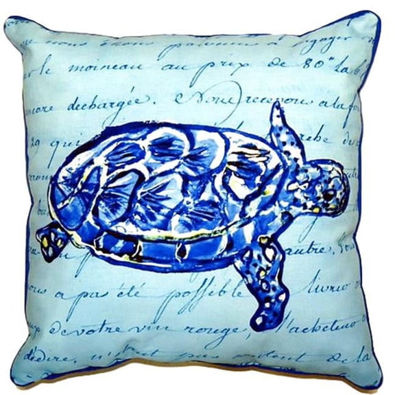 16 x 20 in. Sea Turtle Blue Script Large Indoor & Outdoor Pillow