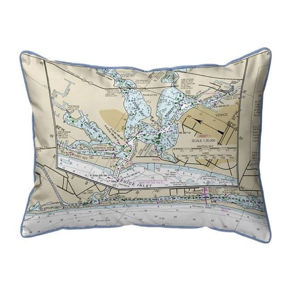 16 x 20 in. Venice to Manasota Key, Florida Nautical Map Corded Indoor & Outdoor Pillow - Large