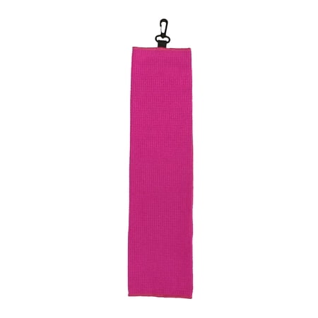 16" x 22" Tri-Fold Looped Polyester Waffle Golf Towel with Swivel Clip for Golf Bag - Hot Pink