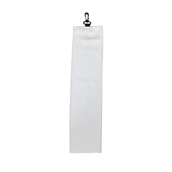 16" x 22" Tri-Fold Looped Polyester Waffle Golf Towel with Swivel Clip for Golf Bag - White