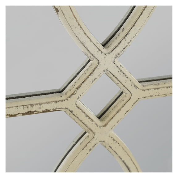 16" x 23" Rectangular Wooden Wall Mirrors with Distressed White Frame, Vertical or Horizontal, Home Decor for Living Room, Set of 2