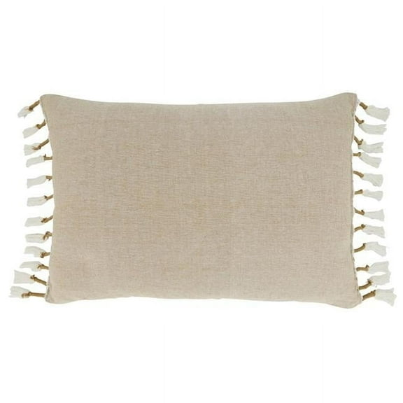 16 x 23 in. Down Filled Tassel Oblong Throw Pillow, Natural