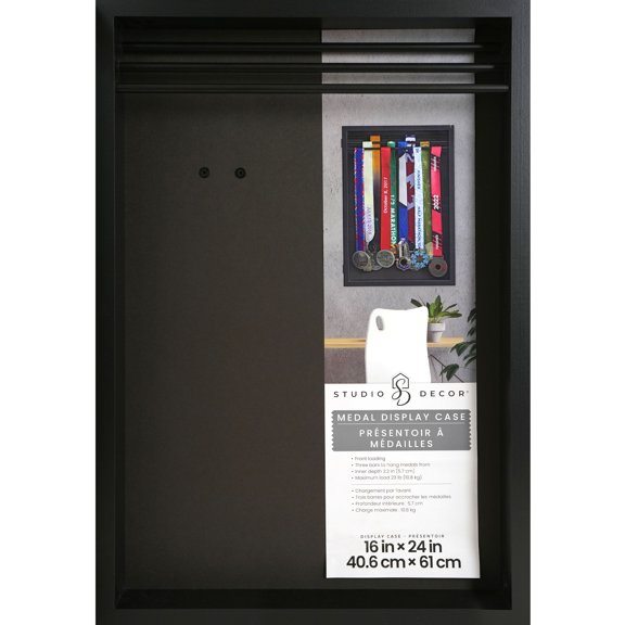 16" x 24" Black Medal Display Case by Studio Décor - Funeral Military Display for Medals - Badges - and Memorabilia - 1 Pack