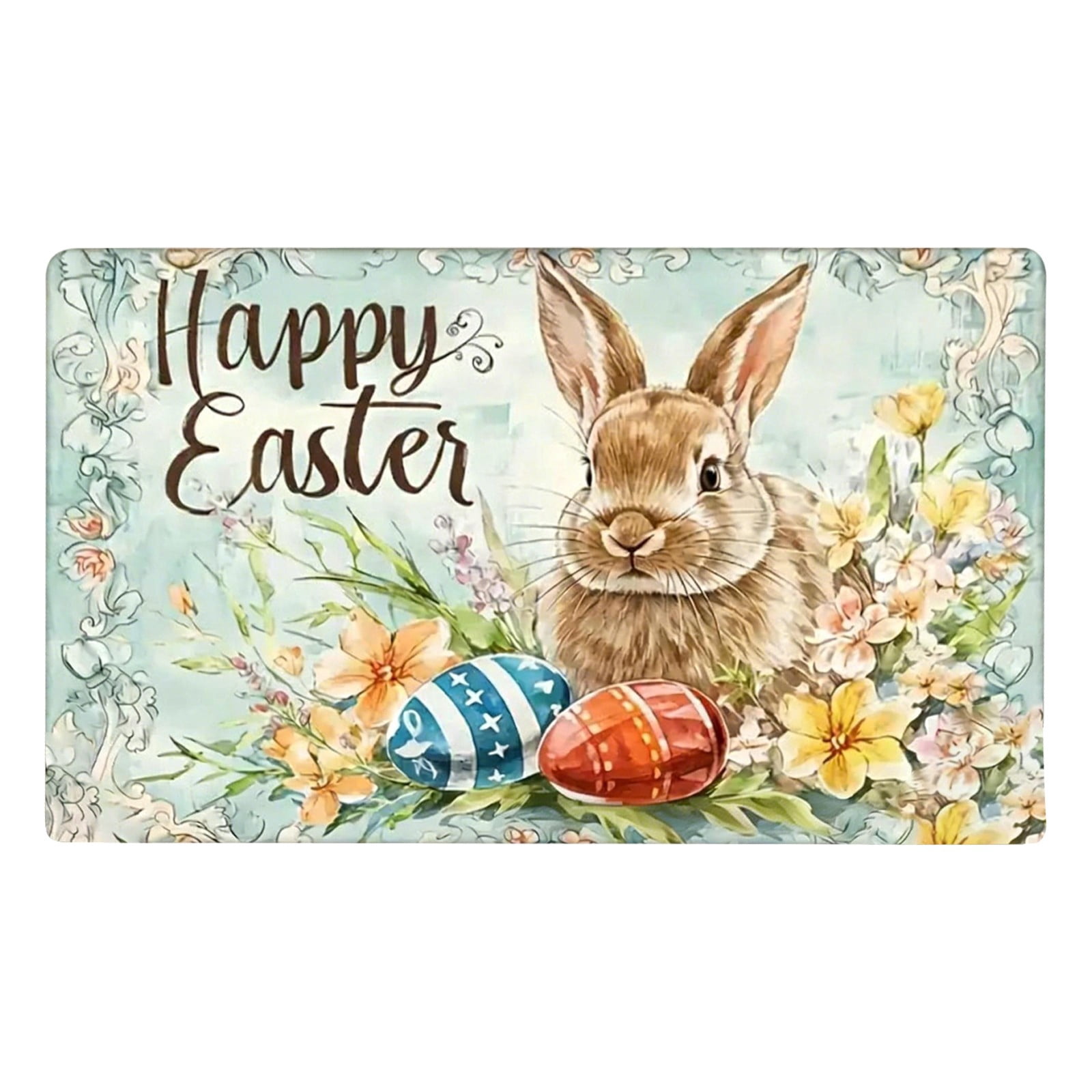 16" x 24" Happy Easter Bath Rug Easter Rug Easter Kitchen Mats Easter Decor Easter Bathroom Rug Rug for Easter Kitchen Mats for Floor Easter Bunny Kitchen Rug Easter Bath Mat