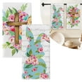 thumbnail image 1 of 16" x 24" Happy Easter Kitchen Dish Towels Set of 2, Bunny Rabbit Colorful Plaid Hand Towels Drying Baking Cooking Cloth, Spring Eucalyptus Leaves Farmhouse Home Kitchen Decor, A2-G, 1 of 9
