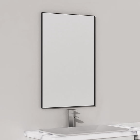16 x 24 Inch Black Bathroom Mirror for Wall,Square Corner Rectangle Black Metal