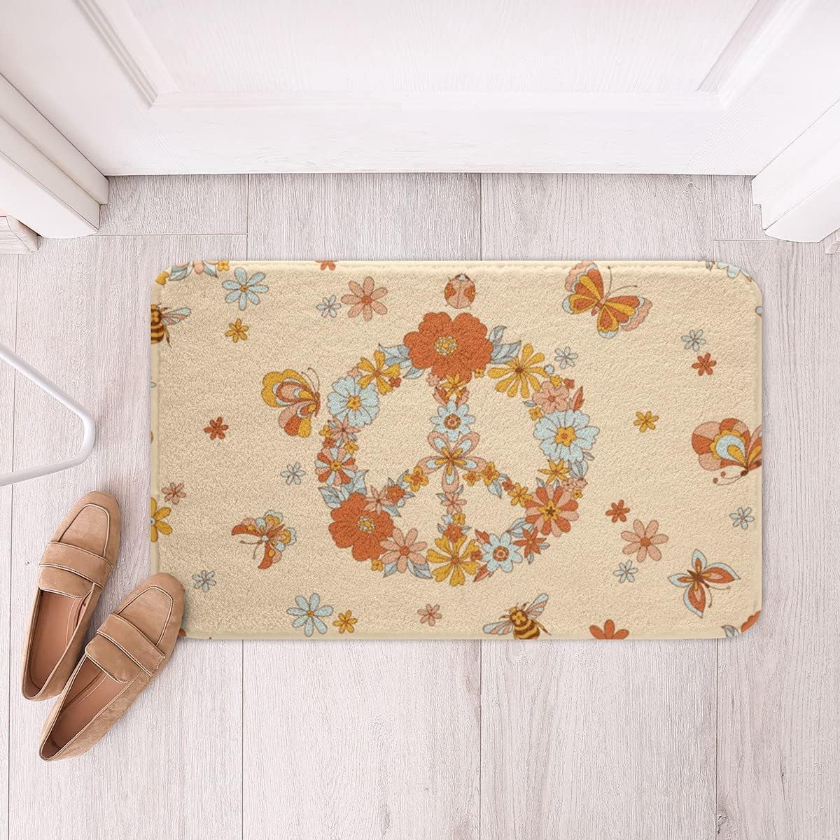 16" x 24"Kawaii Mushroom Bathroom Rugs Boho Sun Bath Mat Hippie Groovy ...