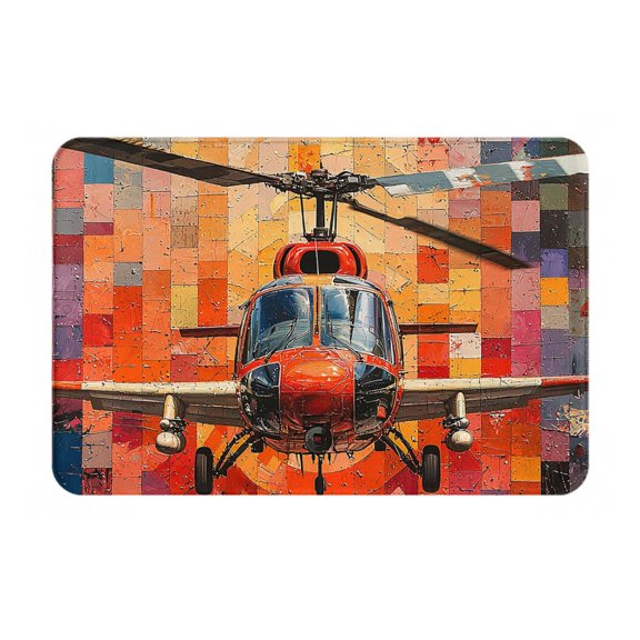 16" x 24" Non-Slip Flannel Doormat Indoor Entry Rug, Kitchen Floor Mat for Front Door, Laundry, Bedroom, Helicopter Art