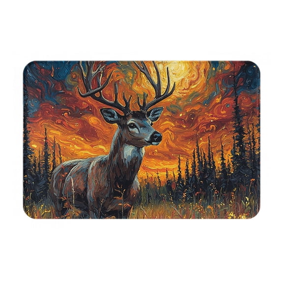16" x 24" Non-Slip Flannel Doormat Indoor Entry Rug, Kitchen Floor Mat for Front Door, Laundry, Bedroom, Hunting Deer Psychedelic
