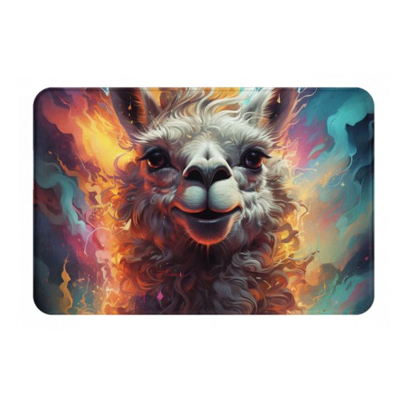 16" x 24" Non-Slip Flannel Doormat Indoor Entry Rug, Kitchen Floor Mat for Front Door, Laundry, Bedroom, Llama Smoke Weed Funny