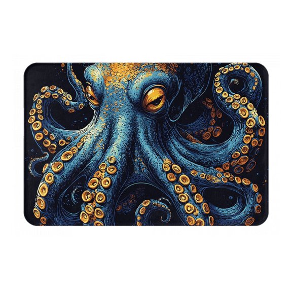 16" x 24" Non-Slip Flannel Doormat Indoor Entry Rug, Kitchen Floor Mat for Front Door, Laundry, Bedroom, Octopus Tentacles Retro