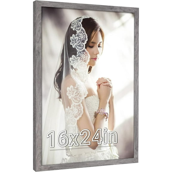 16 x 24 Picture Poster Frame, Rustic Gray 24 x16inch Frame, Natural 16x24 Canvas Frame, Distressed Grey Large Gallery Family Concert Photo Frame, Anniversary/Birthday/Wedding/Thank you/Christmas Gift